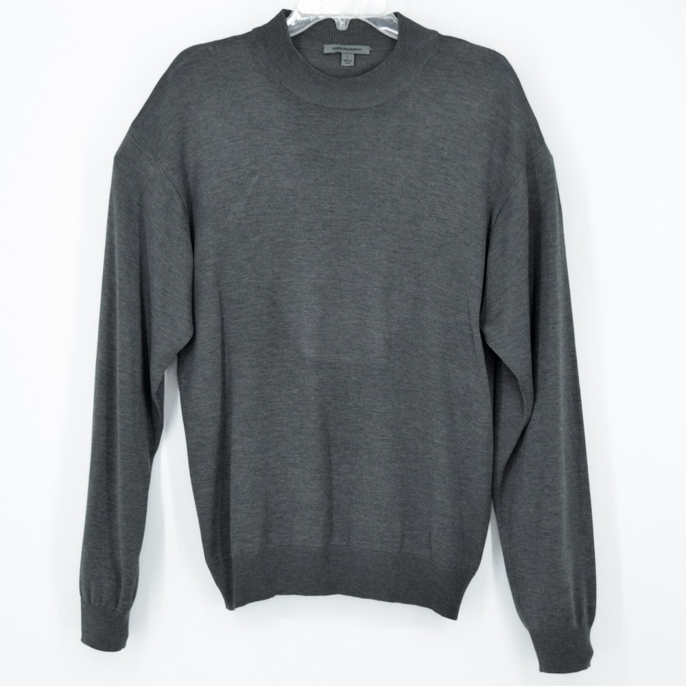 Johnston & Murphy Men's Large Charcoal Gray 100% Silk Knit Mock Neck Sweater